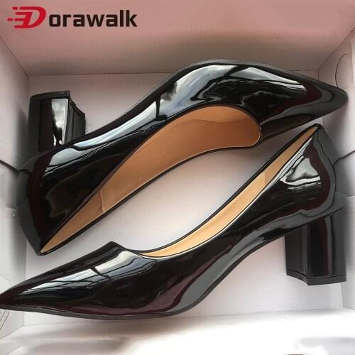 Plus Size 40-46 Thick Heels 6cm Womens Pumps Casual Work Office Ladies Slip On Pointed Toe Drag Queen Gay Cosplay Unisex Shoes