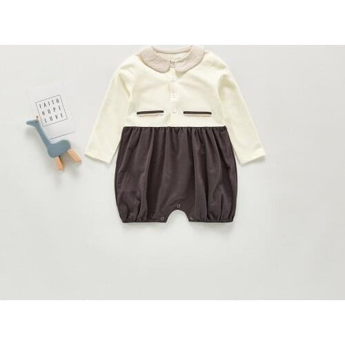 Spring New Baby Boys Stitching Color Long Sleeve Romper