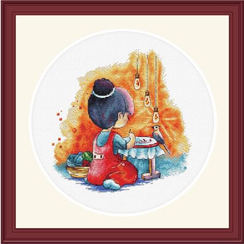 Fishxx Cross Stitch E1125 Embroidered Girl Handmade Kit Precision Printing Bedroom Painting Embroidery