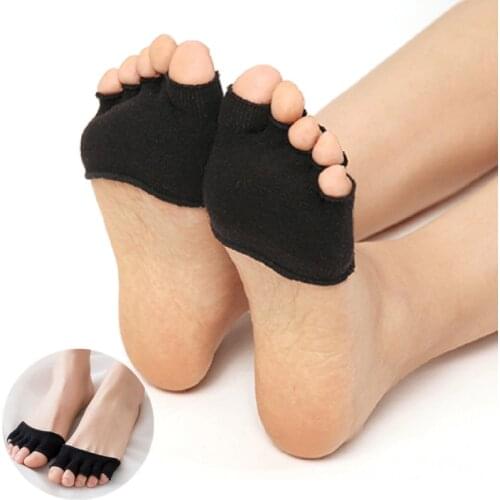 2020 Women Invisible Non Slip Toe Socks Half Grip Heel Five Finger Socks