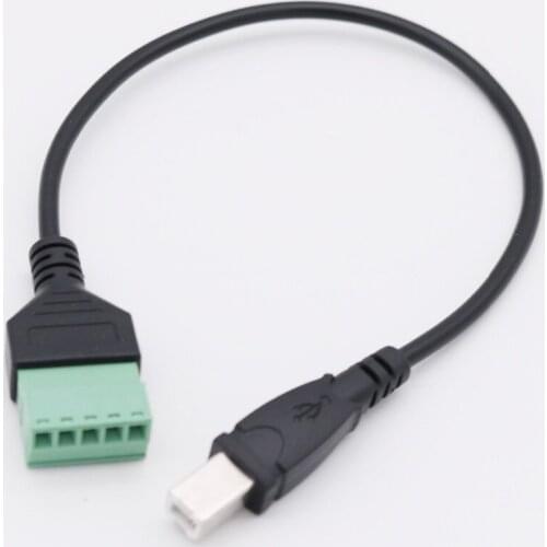 1pcs 1FT USB 2.0 B Male to 5 Pin Screw with Shield Solderless Terminal Plug Adapter Connector Cable Lead 30cm