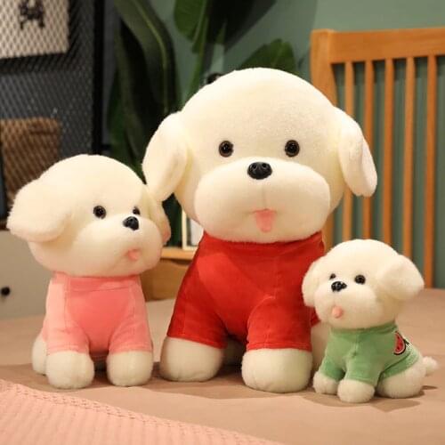 1pc 25/35/45cm Kawaii Teddy Dog Plush Toys Lovely Animal Dog Wears Sweater Dolls Soft Stuffed Pillow for Children Birthday Decor