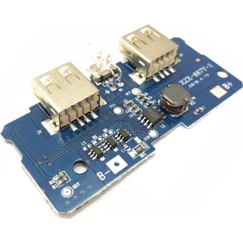 1 pcs Dual Micro USB 3.7v to 5V 2A Mobile Power Bank DIY 18650 Lithium Battery Charger PCB Board Boost Step Up Module With Led