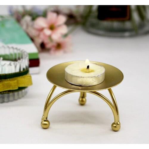 1Pcs Table Candle Holder Plating Metal Candlestick Geometric Round Romantic Candle Holders for Wedding/Dinner Decorat ZZT001
