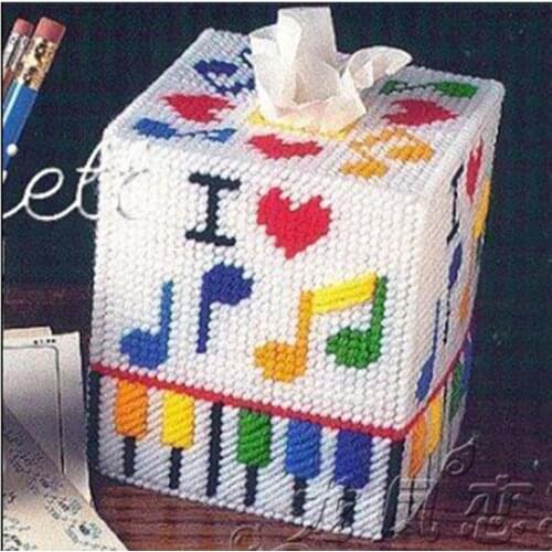 12x12x14cm Piano music in carton drawing storage tissue box embroidery kit DIY handmade craft set Crocheting knitting needlework