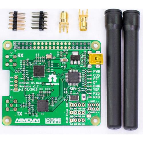 2019 V1.3 MMDVM_HS_Dual_Hat Duplex Hotspot board +2pcs Antenna Support P25 DMR YSF NXDN For Raspberry pi