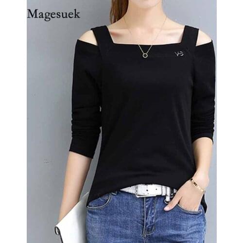 2020 Autumn Fashion Solid Long-Sleeve Cotton Shirt Women Blouses Ladies Slash Neck Women Shirts Slim Korean Women Blouse 10716