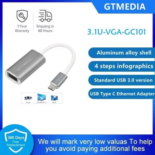 GTMEDIA Type C USB 3.1 To VGA Cable 4k 30HZ USB 3.1 To HDMI Adapter Male To Female Converter For PC Computer TV Display In Stock