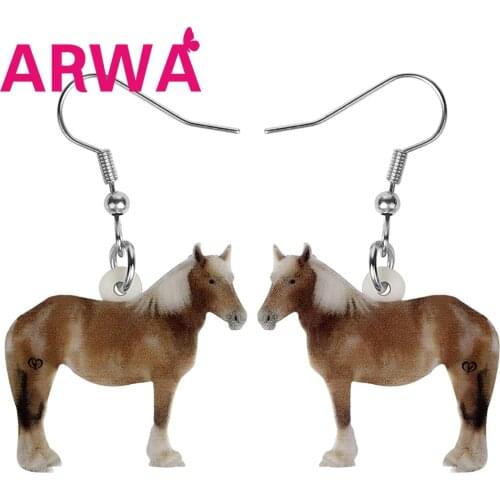 ARWA Acrylic Brown Lovely Horse Earrings Farm Animal Dangle Drop Jewelry For Women Teens Girls Classic Birthday Gift Accessories