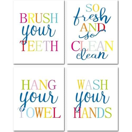 Watercolor English Alphabet Poster And Print Wall Art Proverb Painting Canvas Painting Picture For Childrens Bathoom Home Decor