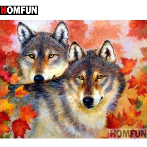 HOMFUN Full Square/Round Drill 5D DIY Diamond Painting "Animal wolf" Embroidery Cross Stitch 5D Home Decor Gift A14943