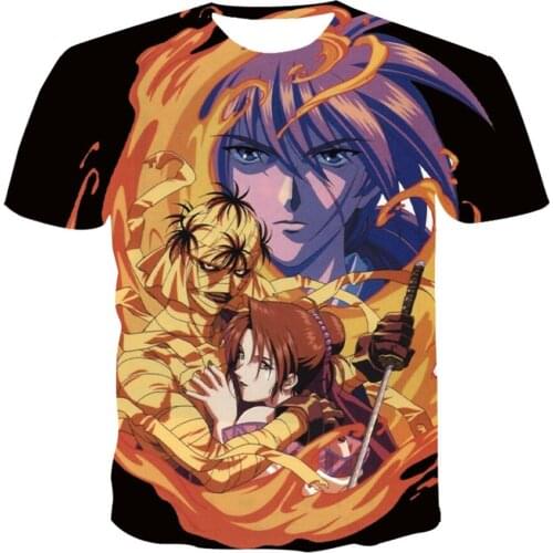 Animation Rurouni Kenshin Anime Print Women Mens Summer T-Shirt Boys Girl Casual Clothes Tshirt Teens Cool Birthday Party Gift