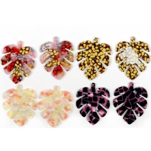 Boho Jewelry,Tortoise Shell Earring Charms,Acetate Acrylic Beads,BIG Monstera Leaf Shaped ,Earring Parts,Ohrringe finding-ACE217