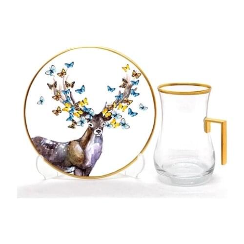 Drop Handles Tea Set 12 pieces Deer
