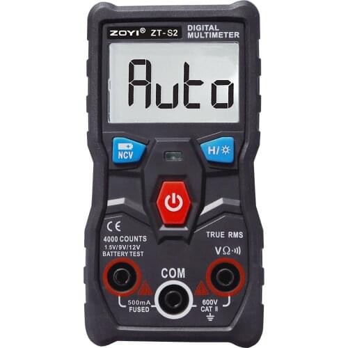 ZOYI ZT-S2 Digital Multimeter autoranging 4000 counts true rms Multimetro AC DC 600V Voltmeter +battery/NCV test LCD backlight