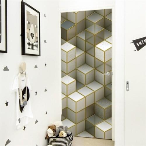 Doors Decoration 3D Wallpaper Modern Design Self-adhesive Waterproof Door Sticker Posters Renew Murals Home Decor Deur Sticker