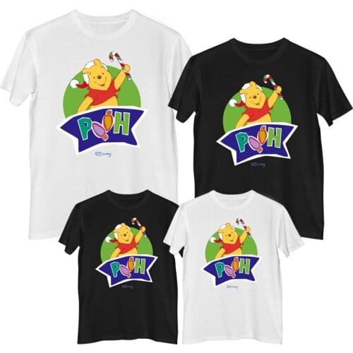 Disney Winnie the pooh T shirt Comfortable 100% cotton Fashion family clothes mother father and children Matching t shirts