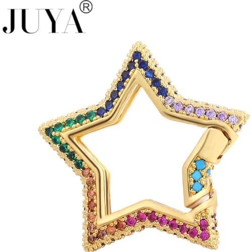 JUYA Luxurious Pressed Spiral Clasps Hooks Cubic Zirconia Gold Color Charms Connectors DIY Handmade Jewelry Findings Accessories