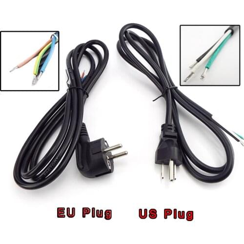 1.5m EU Plug Power Cable Open End Rewired Cable Laptop Power Supply Extension Cord For Electric Fan Vacuum Dishwashers U26 V