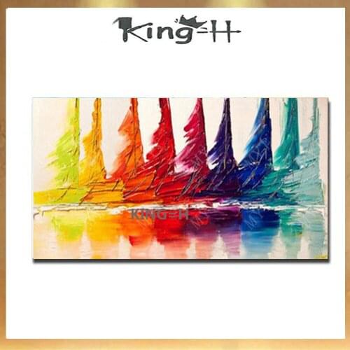 High Quality Sailing Boat Ship Oil Painting 100% Hand Painted Seascape Paintings Artwork Wall Picture Cheap Art For Bedroom