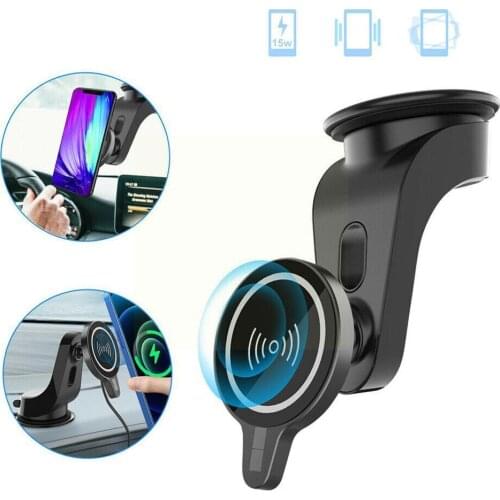 Adhesive Car Dashboard Mounted Wireless Phone Charger 15W Holder Windshield Magnetic Charging Fast Base Charging Cellphone X0M4