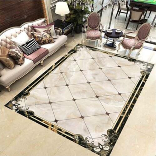 Nordic White Marble Pattern 3d Carpet For Living Room Anti-Slip Sofa Table Space Carpet Washable Bedroom Area Rug Mat Home Decor