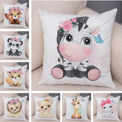 Colorful Cute Cartoon Animal Cushion Cover Decor Pet Dog Cat Print Pillowcase Soft Plush Pillow Case for Sofa Home Children Room