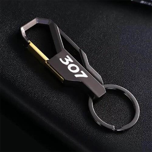 Laser engraving style car Keychain Metal Alloy Buckle Waist Car Key Chain car logo Key Chain accessories for Peugeot 307 2015 17