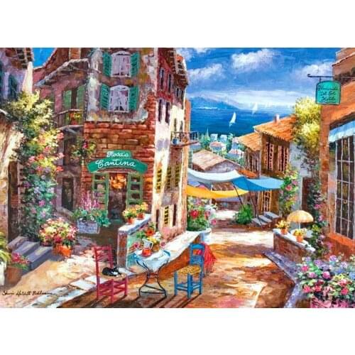 Small town-alley scenery Embroidery Needlework Crafts14CT Counted Unprinted DIY Cross Stitch Kits Handmade Arts Wall Decor