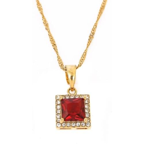 Fashion Gold Hollow Geometric Big Crystal Stone Pendant Necklace Crystal Druzy Trendy Jewelry