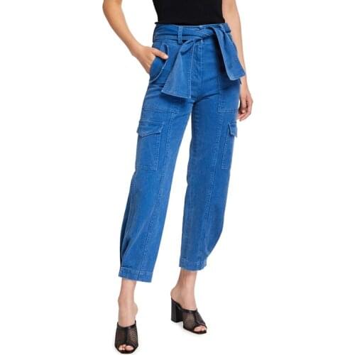 Fashion Custom 11.18 End Cargo Women Casual Loose With Belt High Waist Straight Pants Jeans