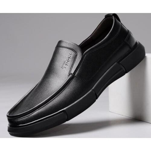 2021 New Men Casual Shoes Cow Leather Shoes Spring Autumn Fashion Slip-On Comfortable Sole Loafers Leisure Flat Shoes