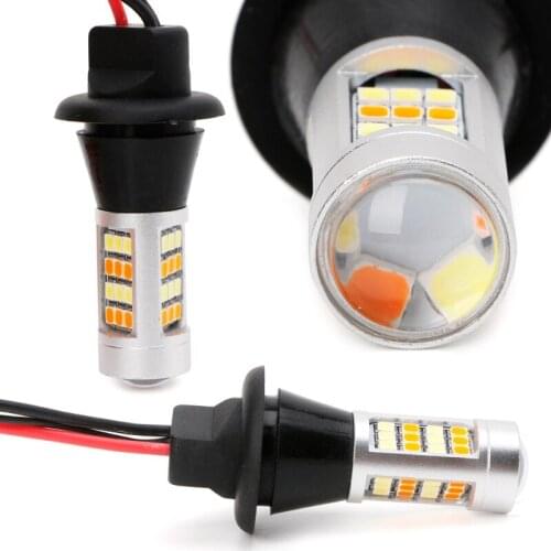 2021 New 2pc T20 7440 42-LED 2835 50W Dual-Color Switchback LED DRL Turn Signal Light Kit