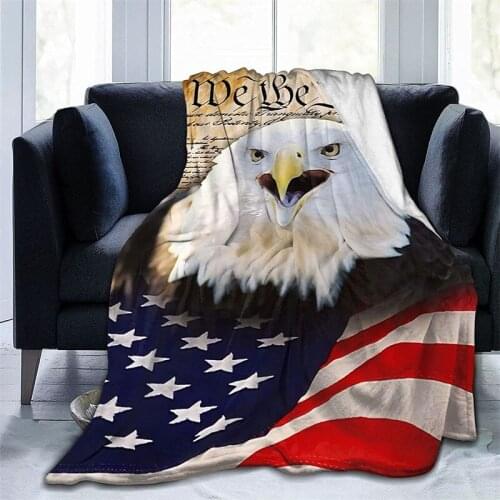 Patriotic Bald Eagle Navajo Cubre Camara Green Throw Blanket 3D Print On Demand Sherpa Super Comfortable For Sofa Thin Quilt