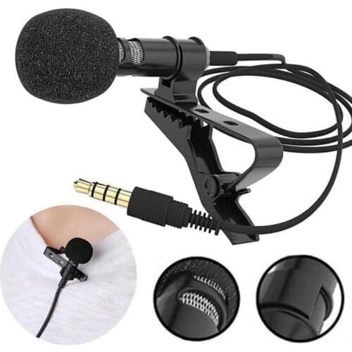 Portable External 3.5mm Hands-Free Wired Lapel Clip Microphone for Speaker Phone Computer Stage Computer Conference
