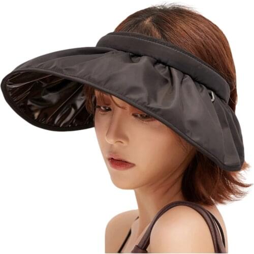 Summer Womens Sun Hat Solid Color Sun-Resistant Wild Brim Hiking Caps Foldable Outdoor Hats for Camping Hiking Running
