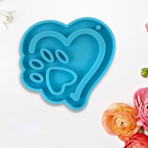 R58E DIY Love Dog Claw Silicone Epoxy Mold DIY Keychain Pendant Jewelry Crafting Mould for Valentine Love Gift Craft