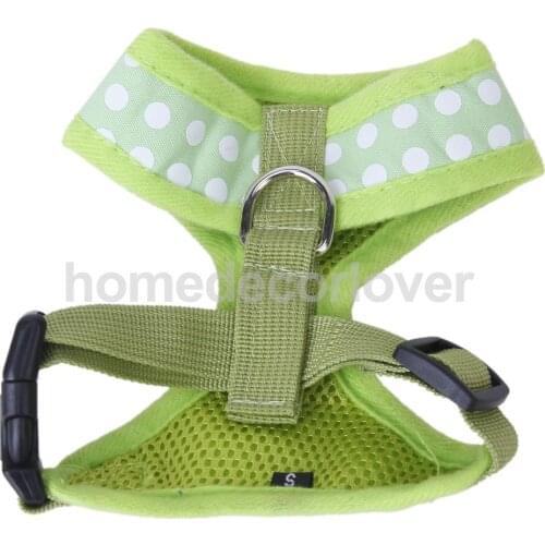 Pet Dog Puppy Polka Dots Pattern Green Soft Mesh Harness Clothes Apparel Size XS
