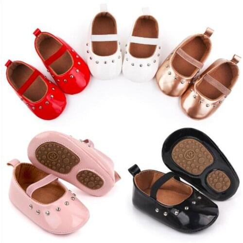 New Baby Girls Princess Shoes Soft Sole Newborn PU Leather Crib Shoes Antislip Infants First Walkers