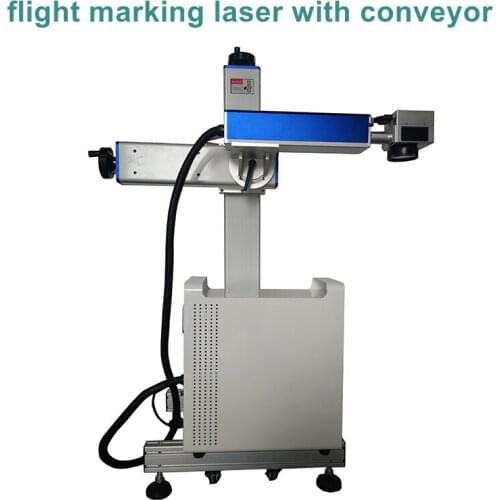 Advanced 30W Metal Flight Fiber Laser Marking Machine raycus Cable Label Portable Laser Marking Machine
