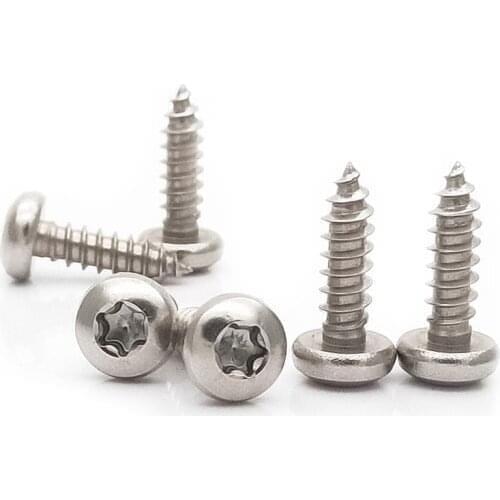 50Pcs M2.9 304 Stainless Steel Torx Round Head Self-tapping Screw Wood Screws Star Plum Blossom Tapping Bolts 6mm-30mm Length