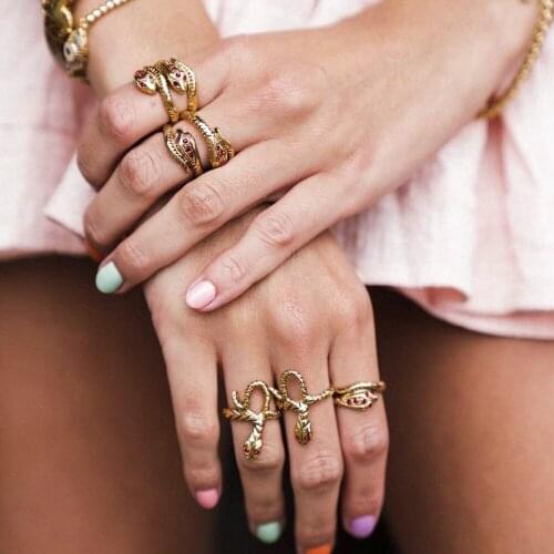 YWZIXLN 2020 Boho Hip-hop Jewelry Rings Vintage Twine Snake With Crystal Midi Ring Charm For Women Men Lover Gift Wholesale J024