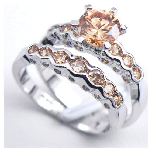 Morganite Crystal Woman 925 Sterling Silver Engagement Wedding Ring F550 Size 6 7 8 9 10 11