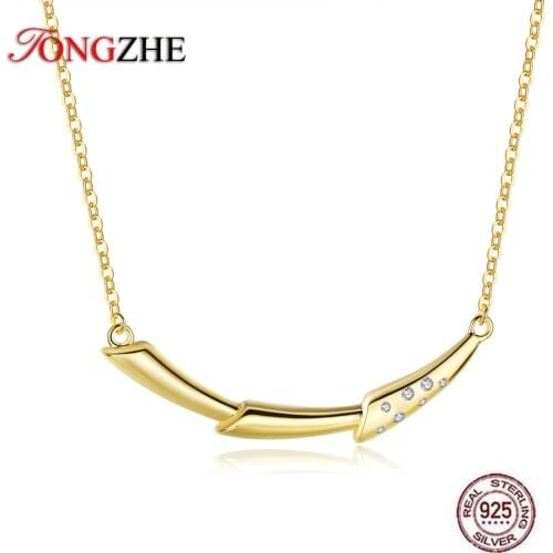 TONGZHE 925 Sterling Silver Flower Branch Statement Necklace Women Choker Zircon Pendant Necklace Charm Gold Jewelry Nice Gifts
