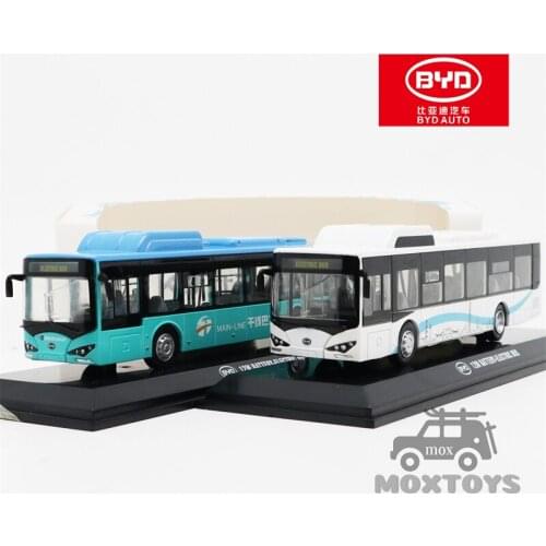 1:64 BYD K9 12M Electric Bus City E-Bus White /Main Line GreenBlue Diecast Model Car