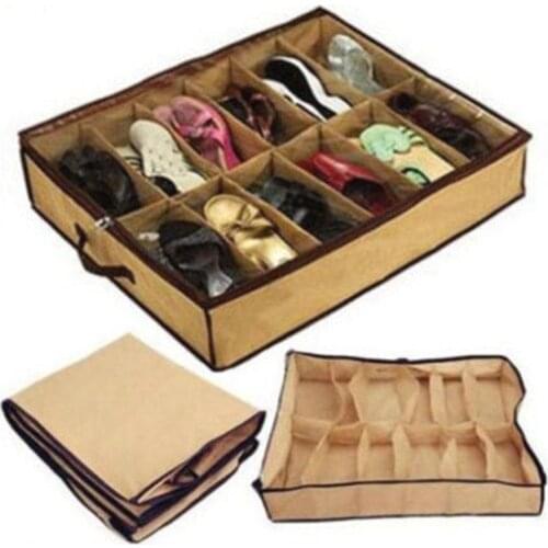 12 Shoes or Slippers Bed Storage Holder Box Container Closet Under Room Organizer Case Living R4O7