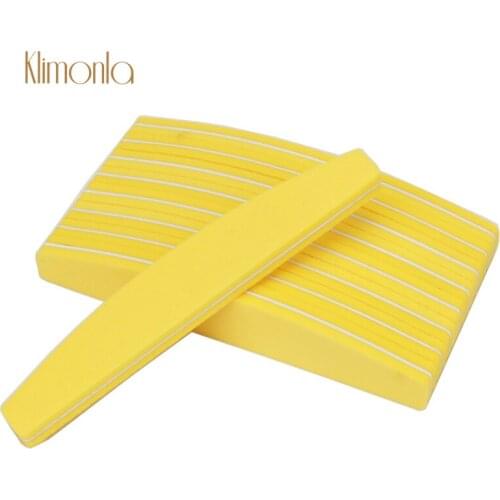 25Pcs/Pack Yellow Sponge Nail Files 100/180 Grit Sanding Bendable Washable Double-Side Emery Board Files Salon Manicure Tools