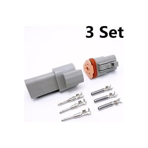 3 Sets Deutsch 1.6 Waterproof Male/Female Waterproof 3 Pins Car Connector Plug