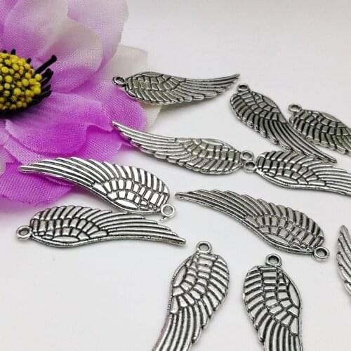 50 PCS Tibetan silver angel wings DIY bracelets necklaces earrings small pendant 30 * 10 mm
