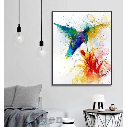 Abstract Splash Painting Poster Bird Hanging On The Wall Painting Print Canvas Painting Picture Home Wall Art Decoration Custom